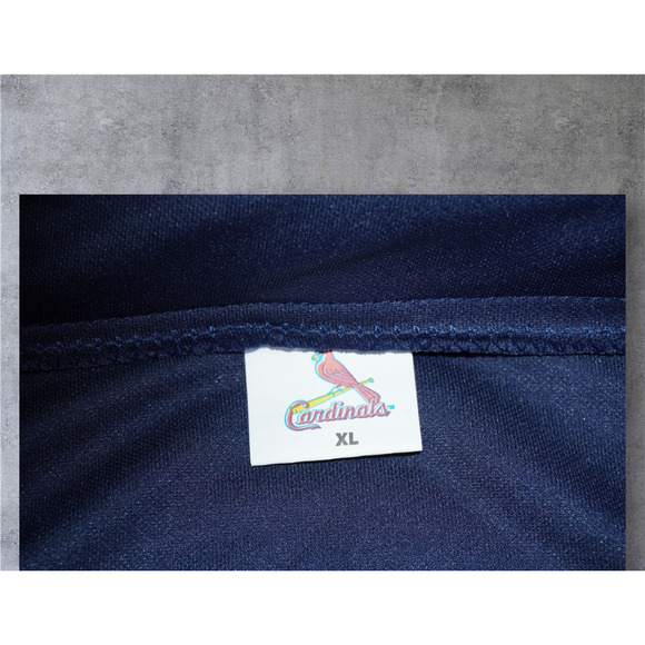 St. Louis Cardinals Performance Polo Shirt XL Blue Red Half Zip Raglan Athletic - Picture 3 of 7